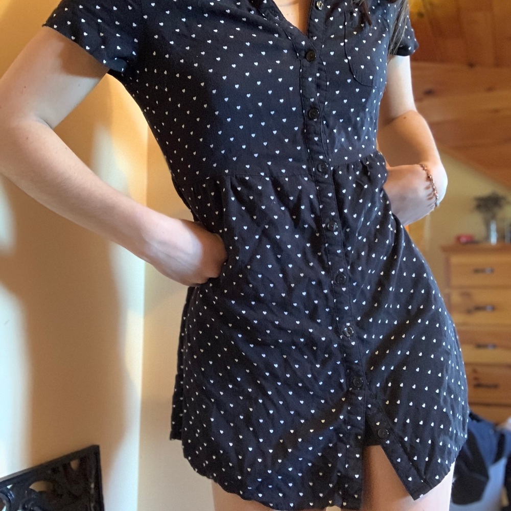 Hearts, black and white dress